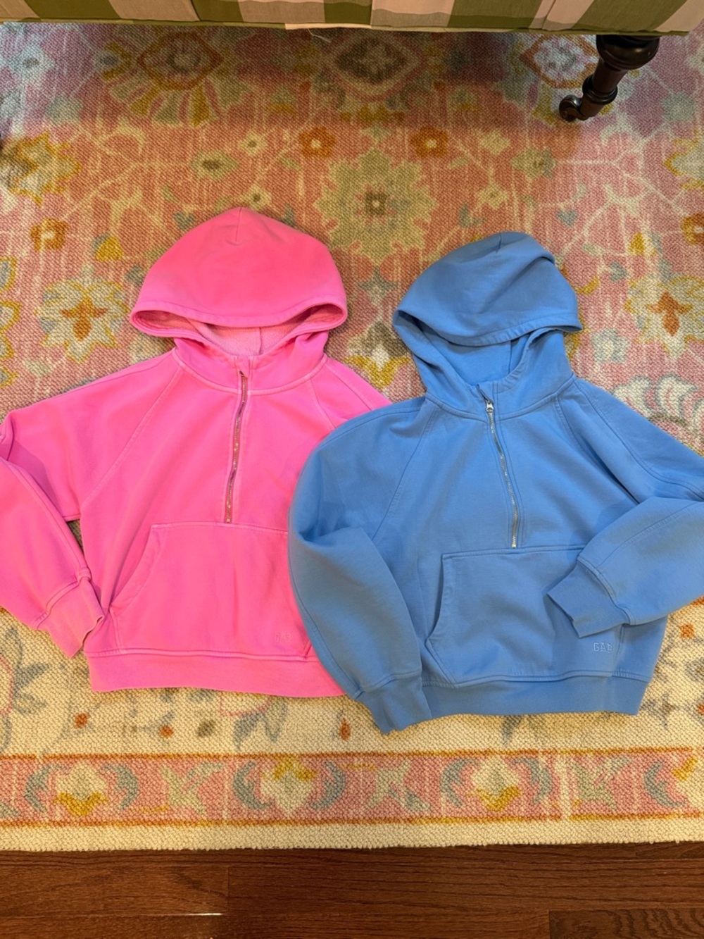 GAP Girls XL 12 Kids Half-Zip Hooded Sweatshirt - Pink & Blue